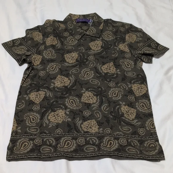 Ralph Lauren Black and Tan Casual Button Down Shirt - Picture 1 of 12